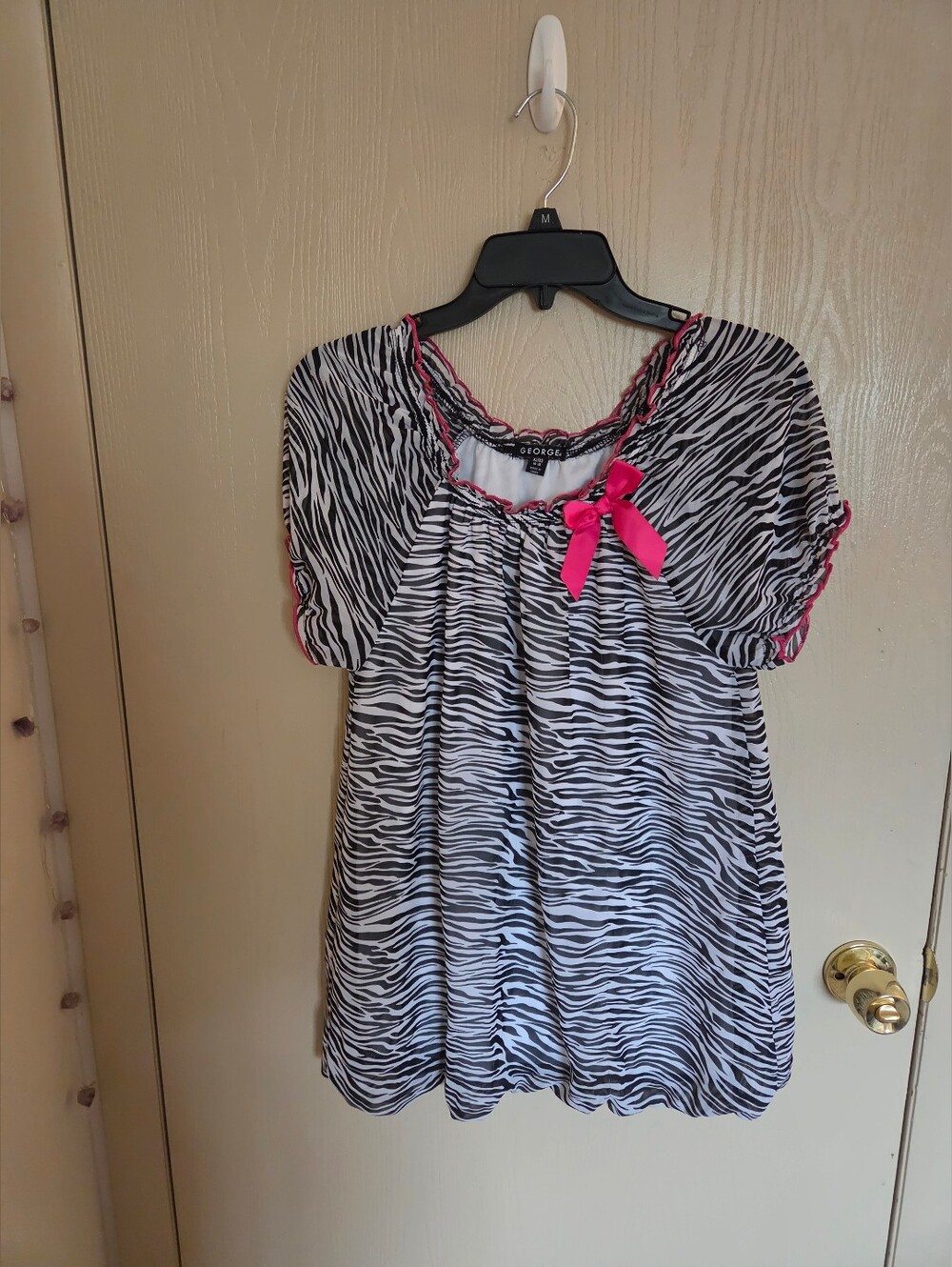 George Kids Girls Blouse Zebra Print Hot Pink Accents Size 14-16 Vintage Y2K